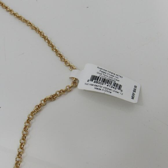 NWT Vera Bradley Petals Cluster Gold Tone Clear Rhinestone Necklace NEW - Picture 4 of 5